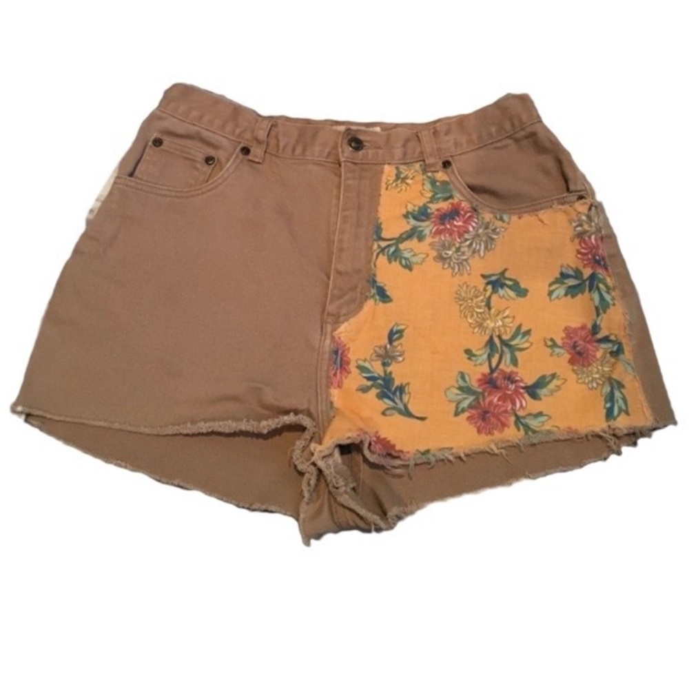 [Vintage] High Waist Khaki/Tropical Shorts